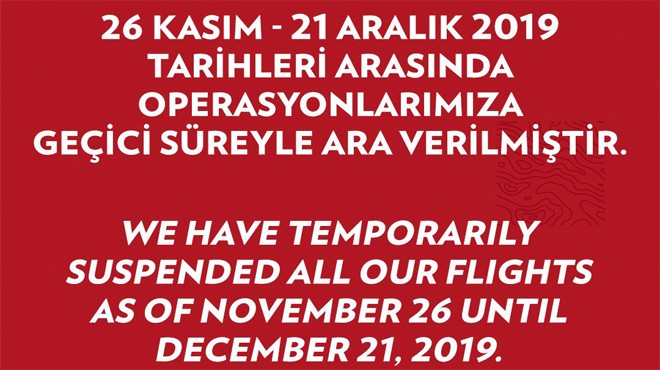 ATLASGLOBAL YAKLAŞIK 1 AY SÜREYLE UÇMAYACAK