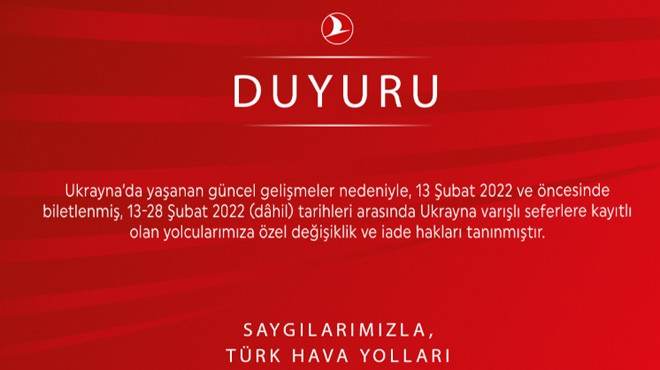 THY'DEN YOLCULARA ÇOK ÖNEMLİ DUYURU