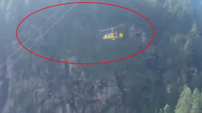GYROCOPTER TELEFERİK TELLERİNE TAKILDI